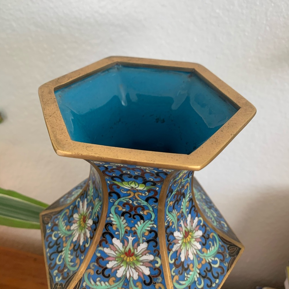RARE Blue Cloisonné Vase - Picture 6 of 9